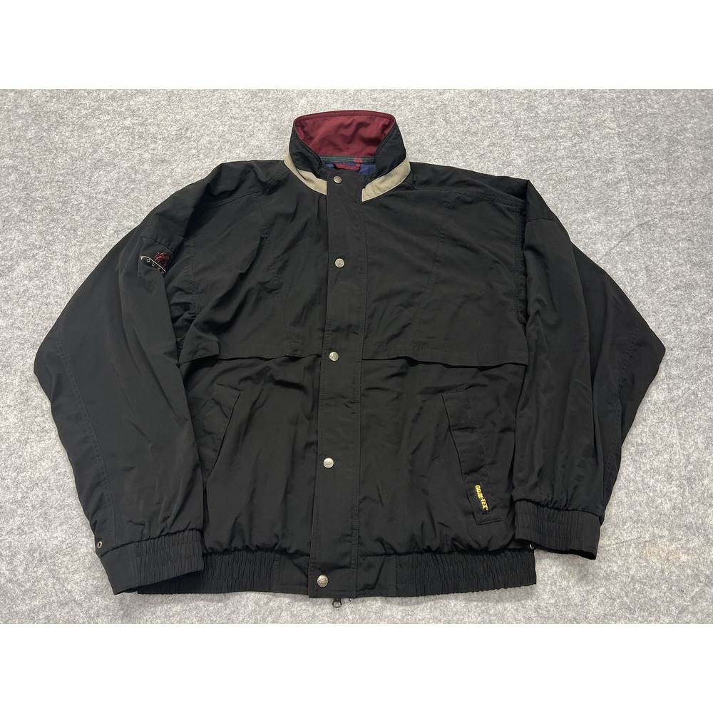 Vintage Tourney GORE-TEX Jacket Mens Large Black Waterproof Windproof 90s Coat